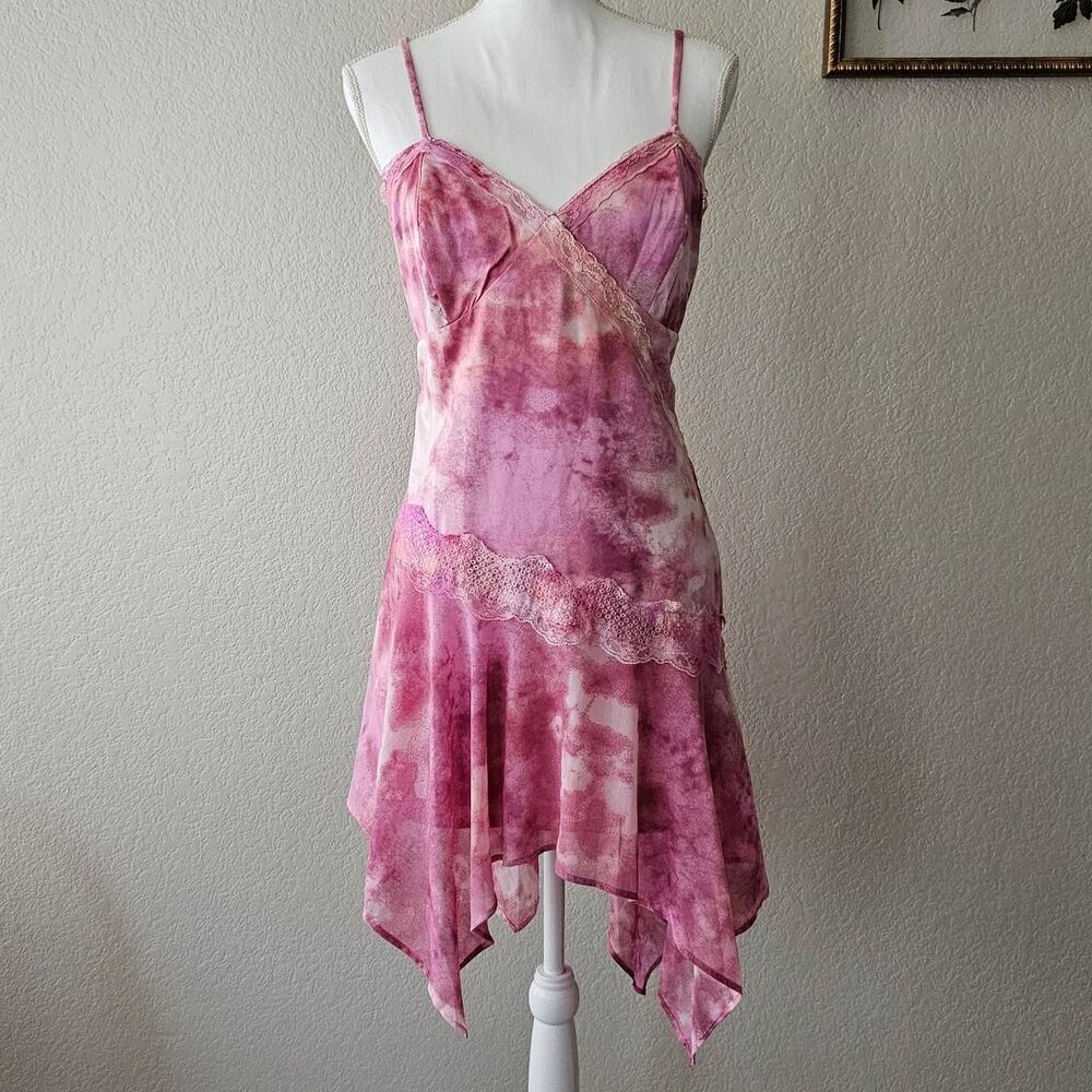 Wild Fable pink tie-dye lace fairy asymmetrical dress Size M